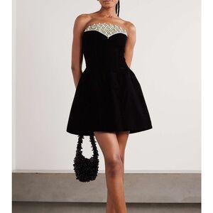 CLIO PEPPIATT Strapless embellished velvet mini dress